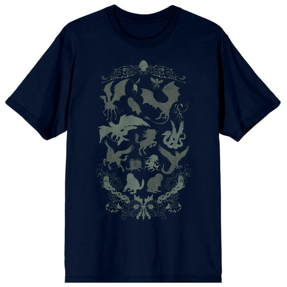 Harry Potter Magical Creatures Men's Navy Blue Graphic Tee-M