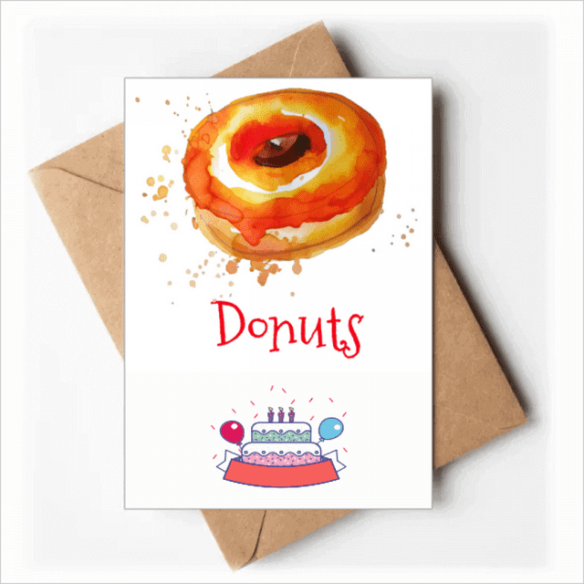 Watercolor Hand-painted Orange Dessert Happy Birthday Greeting Cards Envelopes Blank
