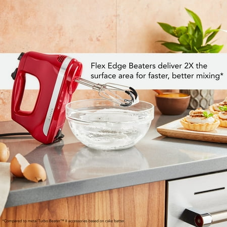 KitchenAid - 6 Speed Hand Mixer with Flex Edge Beaters - KHM6118 - Empire Red