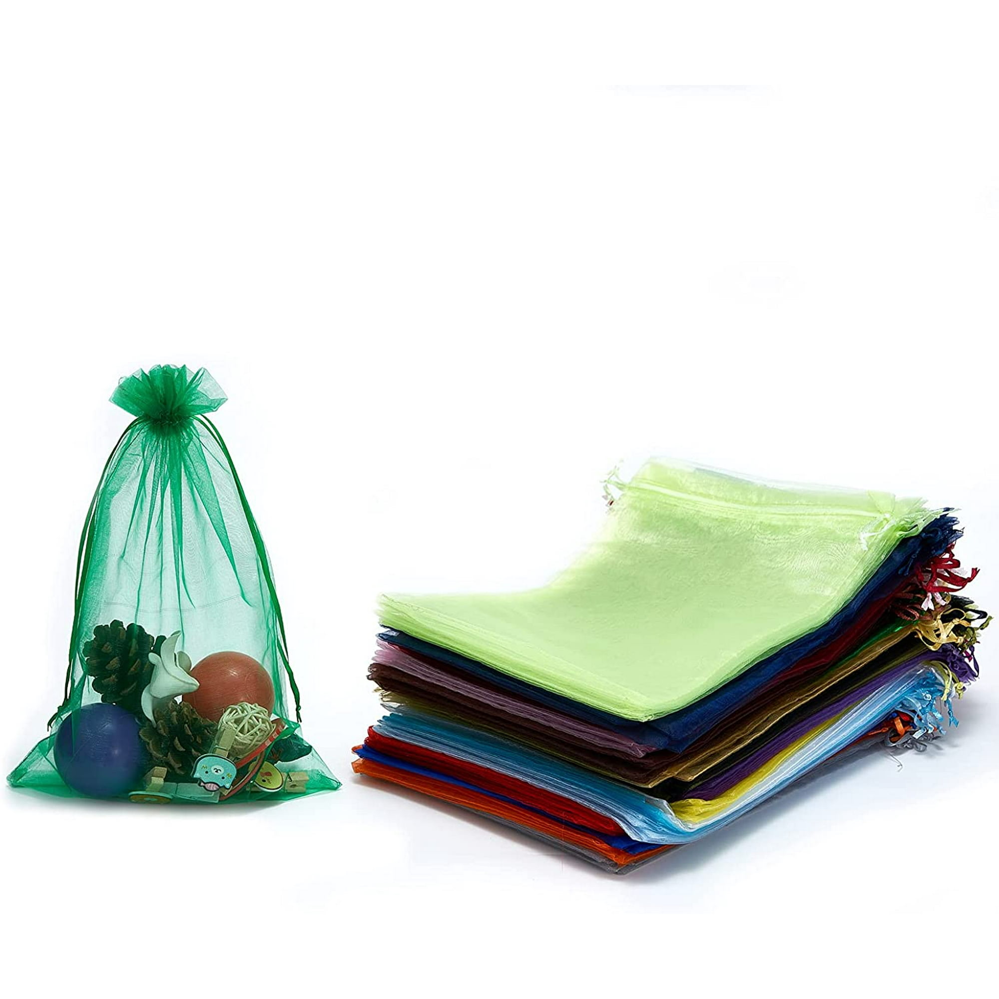 Cpdd 100 Pcs 8x12 Inches Drawstring Organza Bags Wedding Party Favor Gift Candy Toys Makeup Pouches Gift Bag Multicolor 13 X 9 X 1 Inches