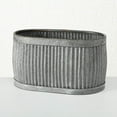 thumbnail image 3 of WHW French Country Style Oval Belly Planters, Set of 3, Gray, Galvanized Metal, Corrugated Cache Pots, 24.5, 20 and 14.5 inches, 3 of 8