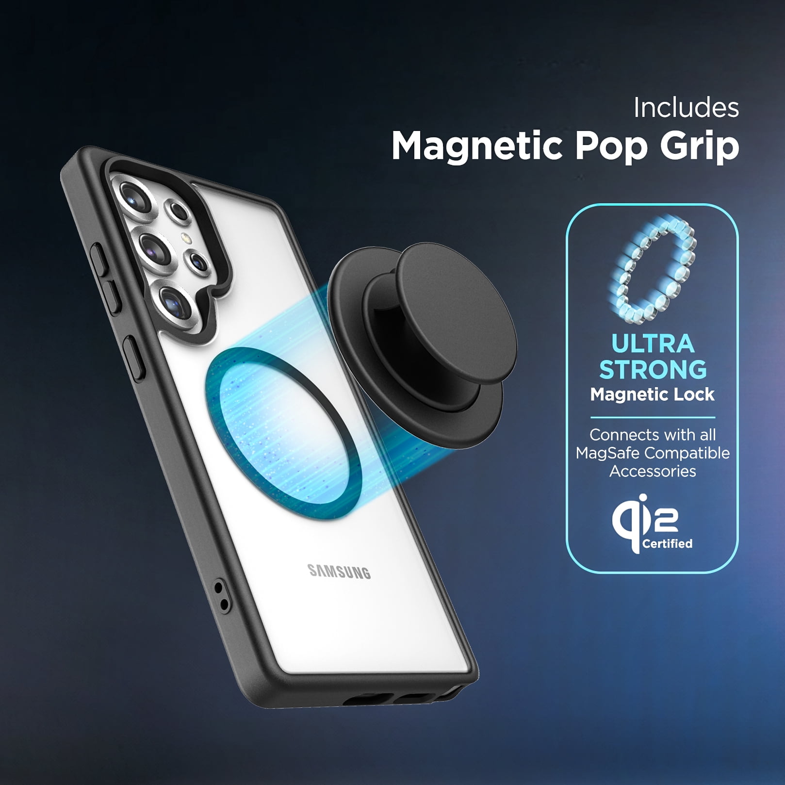 Encased 2-in-1 MAG Case with Grip for Samsung Galaxy S25 Ultra (Compatible with MagSafe) Magnetic Cover with Phone Holder (2025)