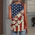 thumbnail image 3 of Iaqnaocc 4th Of July Tank Tops for Women Sleeveless Summer Loose Fit V-Neck Pleated Tees Independence Day American Flag Floral Print Festival Tee Tops Deep Red M, 3 of 6