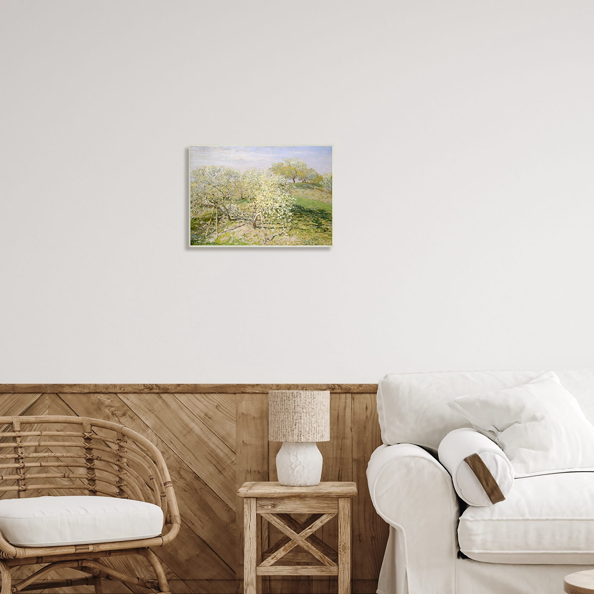 Stupell Industries White Blossom Tree Orchard Field Impressionist Brushstrokes Painting Unframed Art Print Wall Art, Design by Lettered and Lined