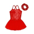 thumbnail image 3 of Raenseen Kids Girls Ballet Tutu Dress Dance Costume Sparkle Sequin Camisole Gymnastics Leotard Dress Red XL, 3 of 6