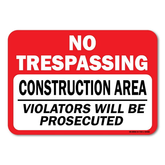 OSHA Aluminum Sign - Construction Area Aluminum Sign - No Trespassing Construction Area | Aluminum Sign | Protect Your Business, Work Site, Warehouse |  Made in the USA