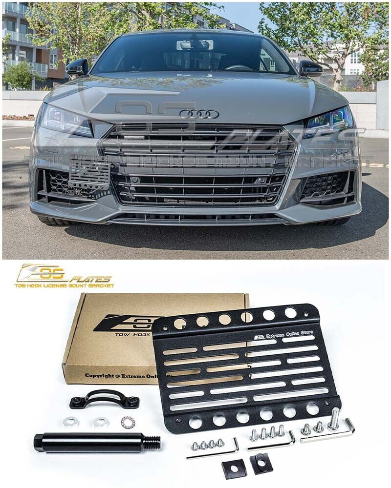 Extreme Online Store Replacement for 2016-Present Audi TT MK2 MK3  EOS  Version 1 Mid Sized Front Bumper Tow Hook License Plate Relocator Mount  Bracket 