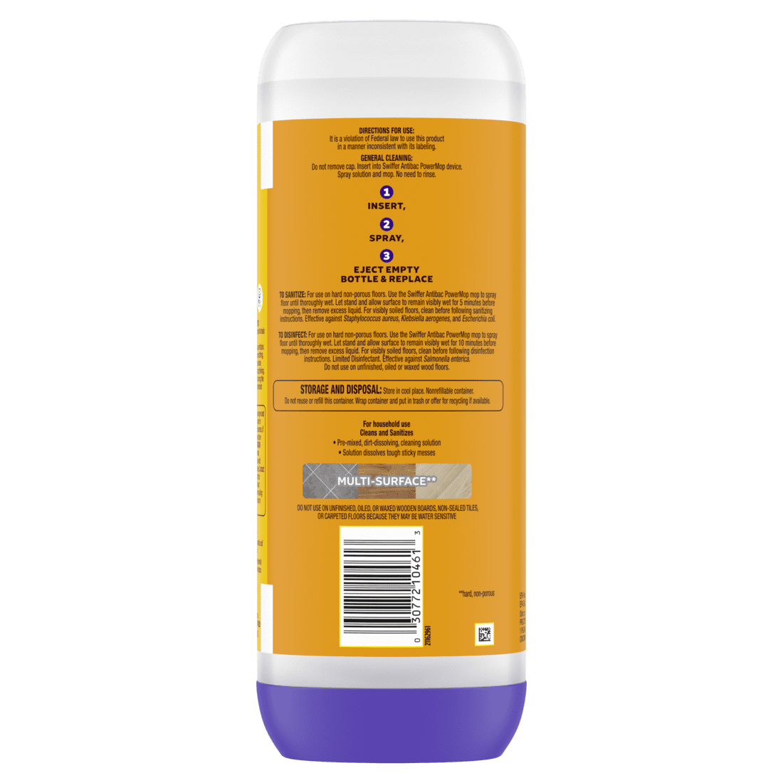 Swiffer PowerMop Anti-Bacterial Refill Solution, Lemon, 1-Pack