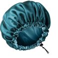 thumbnail image 4 of Gorro de dormir de satén monocromático de doble capa con gorro de belleza elástico Gorro para el pelo con bolsa portátil para el hogar, 4 of 5