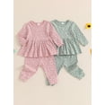 thumbnail image 4 of Aojekbee Toddler Girl Fall Outfits Floral Print Crew Neck Long Sleeve Tops Elastic Waist Long Pants 2Pcs Clothes Set, 4 of 10