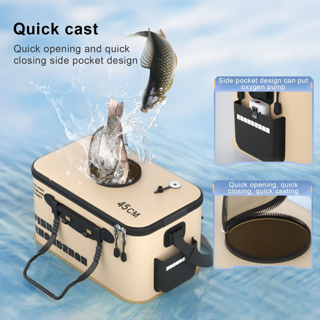 Fishing Tackle Box Water Bucket Foldable EVA Folding Fish Bucket with Handle