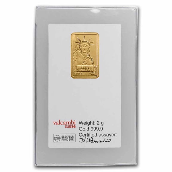 2 gram Gold Bar - Statue of Liberty (In Assay)