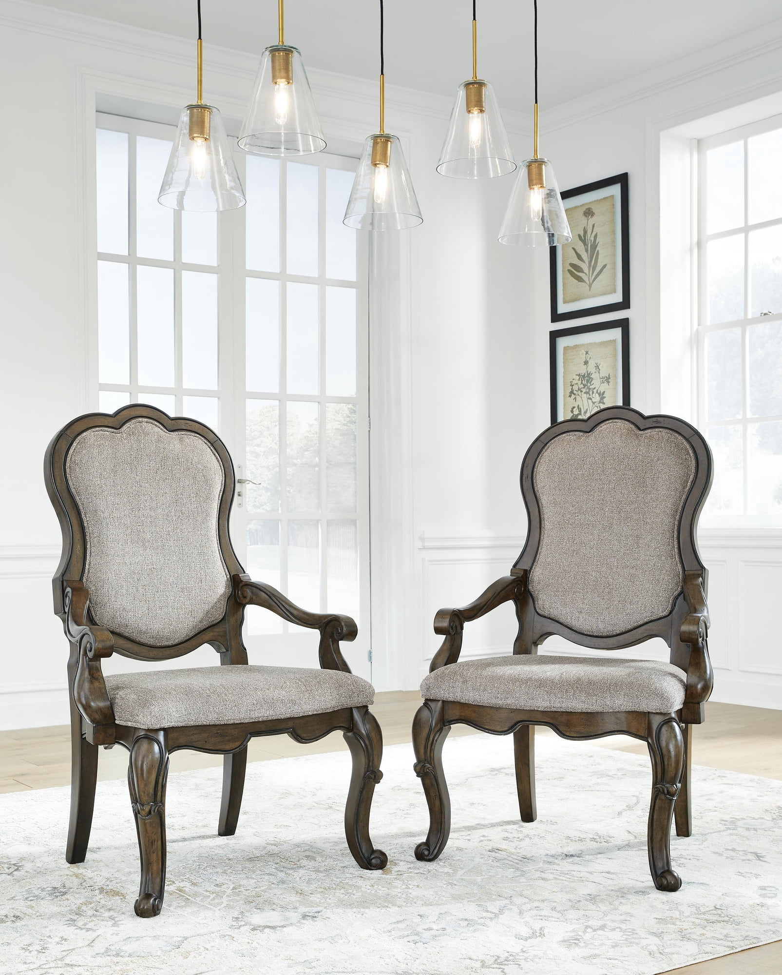 Signature Design by Ashley Maylee Dining Arm Chair, Set of 2, Dark Brown