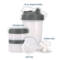thumbnail image 1 of Bouteille Shaker de Protéines 16 OZ avec Boule de Mélange et 2 Bocaux de Rangement Emboîtables pour Pilules, Protéines, Collations, Café, Thé. 100 % Sans BPA, Non Toxique et Étanche Bouteille de Sport-Noir, 1 of 6