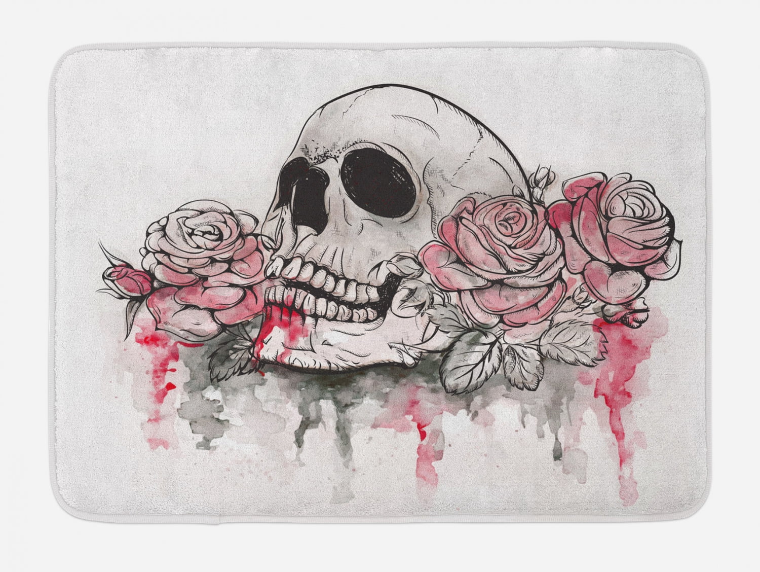Day Of The Dead Bath Mat Print Of Skull Dead With Romantic Roses