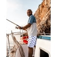 thumbnail image 2 of LRD Men's Swim Trunks with Compression Liner 9 Inch Inseam Board Short Shark Stripe / Navy L, 2 of 6