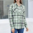thumbnail image 6 of Aboser Womens Button Down Flannel Shacket Streetwear Cozy Soft Long Sleeve Shirt Jacket Vintage Plaid Shackets Travel Wear, 6 of 7