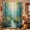 Blue, variant on Teal Green Forest Shower Curtain Set - Long 72" x 84" Washable Bathtub Curtain with 12 Hooks, Modern Oil Painting Tree Wildflowers Waterproof Fabric Stall Shower Curtains for Bathroom/Bathtub Décor