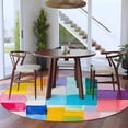 thumbnail image 3 of Round Rugs 5Ft, Colorful Abstract Art Round Area Rug Washable Indoor Throw Carpet, Geometric Modern Oil Painting Soft Non Slip Circle Rug for Cabinet Bathroom Home Decor Aesthetic, 3 of 8