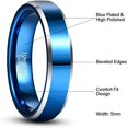 thumbnail image 3 of Vakki 5mm Tungsten Carbide Wedding Ring Blue with Silver Beveled Edge, 3 of 5