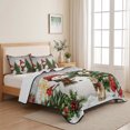 thumbnail image 5 of Quilts Queen Size Bedding Set, Gray Christmas Lightweight Quilted Comforter, Xmas Snowman Trees Snowflake Winter Soft Reversible Bedspread Coverlet with Pillow Covers for All Season, 90" x 96", 5 of 9