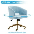 thumbnail image 7 of KCC Velvet Office Chair for Women, Swivel Vanity Desk Chair with Gold Base and Wheels, Adjustable Upholstered Chair for Bedroom, Makeup Room and Home Office, Blue, 7 of 7