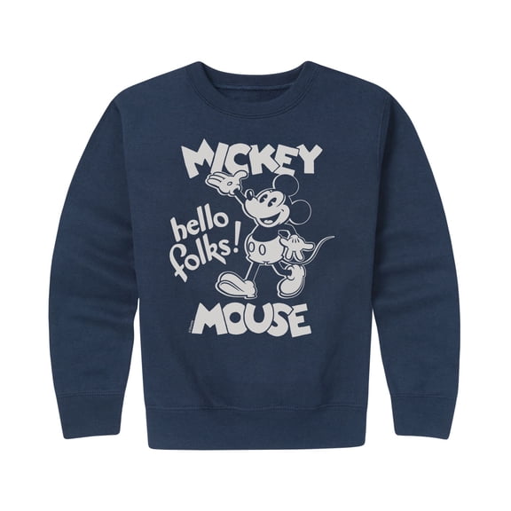 Disney - Mickey Mouse Hello Folks Graphic Long Sleeve Fleece Sweatshirt