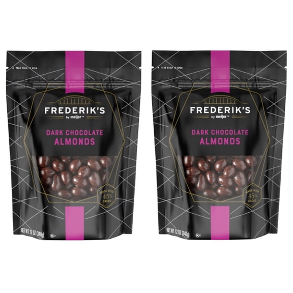Frederik's Dark Chocolate Covered Almonds, 12 oz (2 Bags)