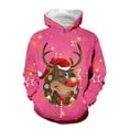 thumbnail image 5 of Tfken Christmas Hoodies For Boys Children Size 9-10 Years Fleece Long Sleeve Hooded Tops Soft Cartoon Print Pink Sweatshirt, 5 of 5