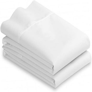 White Classic Standard Size White Pillowcases, 200-TC Heavy Weight, Cotton/Poly, 2 Pack