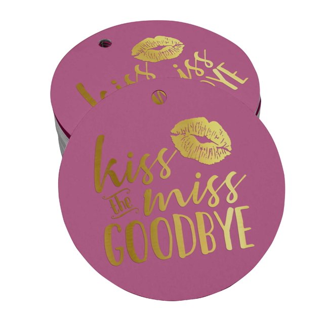 Inkdotpot Real Gold Foil Kiss The Miss Goodbye Bridal Shower Tags Favor Hang Paper Tags 100 Pieces