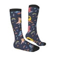 thumbnail image 3 of Bingfone Compression Socks For Women And Men Long Socks For Running Athletic Cycling Nurse-Cartoon Dinosaur Scooter Sport Blue, 3 of 9