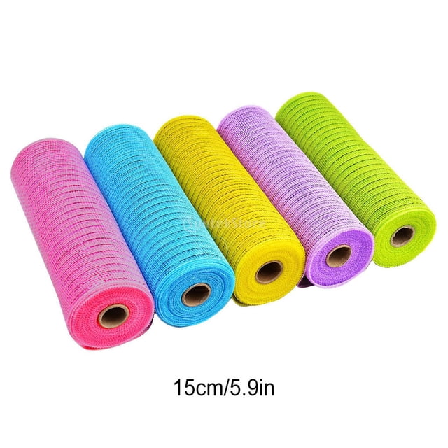 facefd Ribbon Mesh Roll PP Wreaths Garland Swags Flowers Cake Wrapping Wedding Party Tree Decoration Ribbons Kit DIY Accessories 5 Pieces 15cm