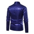 thumbnail image 4 of IYTR Men's Fashion Sequined Blazer Turndown Collar Long Sleeve Party Jacket Casual Shiny Open Front Coat Blue XXL, 4 of 4