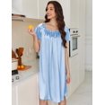 thumbnail image 3 of Ekouaer Satin Nightgowns for Women 2 Pack Silk Nightgown Pleated Loose Night Shirts Short Sleeve Sleep Shirts, 3 of 6