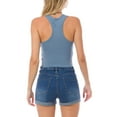 thumbnail image 5 of MixMatchy Women's Solid Sleeveless Rib Knit Scoop Neck Button Up Stretch Crop Tank Top, 5 of 5