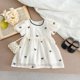 thumbnail image 4 of Vestido de princesa de tul con lazo bordado para niña, mono bonito con mangas abullonadas para bebé, trajes elegantes para hermanas, ropa para niños, 4 of 6