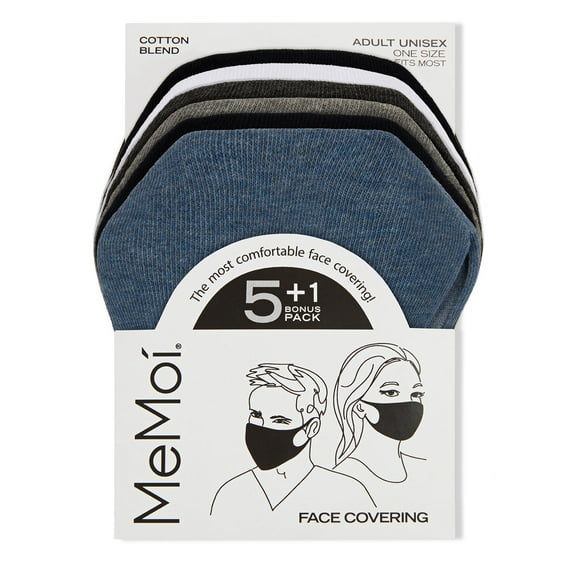 MeMoi Unisex Cotton Blend Face Covering 6 Pack (One Size, PASTEL MIX)