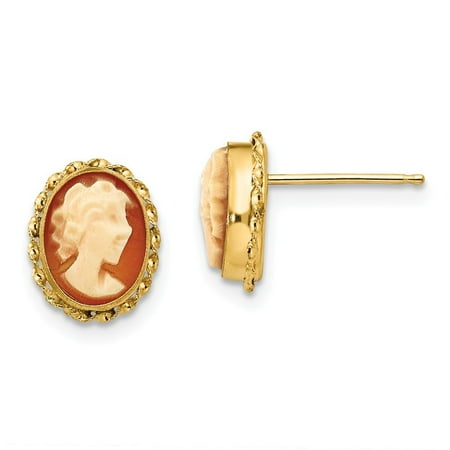 - 14k Yellow Gold Cameo Post Earrings - .5 Grams - Measures 9x7mm