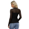 thumbnail image 4 of WIHOLL Womens Sexy Mesh Long Sleeve Shirts Fashion Clothing Turtle Necks Sheer Ruched Going Out Tops Fall Outfits Slim Fit Blouses Black Shirts, 4 of 8