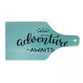 thumbnail image 1 of Adventure Cutting Board, Monochrome Simplistic Lettering on a Abstract Pale Blue Backdrop, Tempered Glass Cutting and Serving Board, Wine Bottle Shape, Charcoal Grey and Turquoise, by Ambesonne, 1 of 1