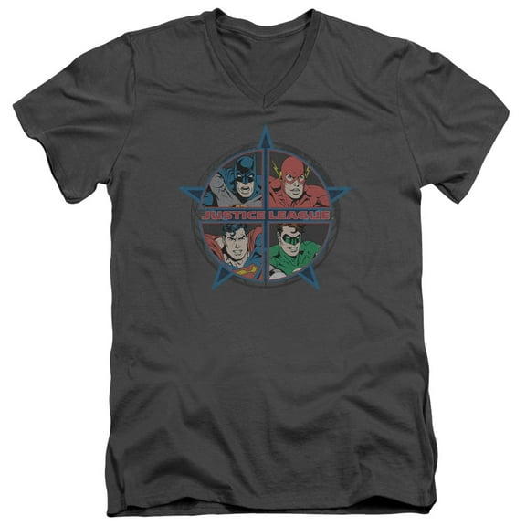 Jla - Four Heroes - Slim Fit V Neck Shirt - XX-Large