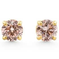 Pompeii 1/2Ct Pink Lab Grown Diamond Screw Back Studs Earrings 14K Yellow Gold