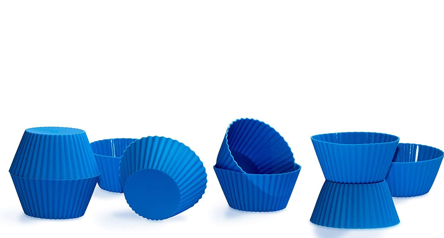 Silicone Cupcake liners by Cie Set of 24 Blue Muffin Cups. (3 Inch/3oz