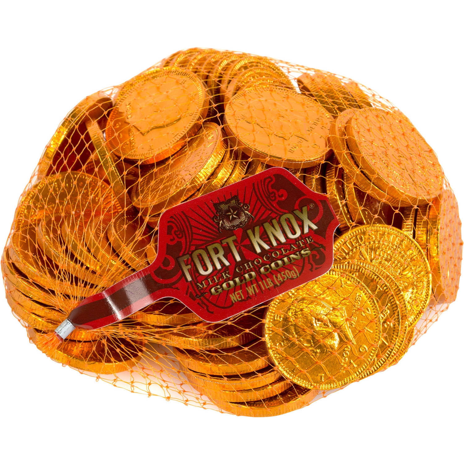 Fort Knox Orange Foil Milk Chocolate Gold Coins, 1 lb by