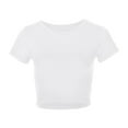 thumbnail image 3 of Summer Tops for Women Casual Round Neck Multicolor Solid Color Short Short Sleeved Sexy Tight Basic Bottoming Tshirt Fashion Thermal Tops for Undershirts Sleeve Womens Tunic Long White S, 3 of 3
