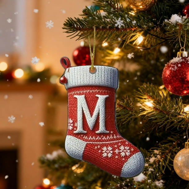 Hogar y jardín, Decoración navideña, Adornos navideños acrílicos de 26 letras para colgar en el árbol de Navidad, regalo festivo, Decoraciones para festivales