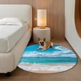 thumbnail image 3 of Round Area Rug 8ft,Summer Watercolor Ocean Beach Washable Carpet Non-Slip Runner Accent Rugs Indoor Floor Mat for Bedroom Living Room Decor,Seaside Blue Sky Waves, 3 of 9