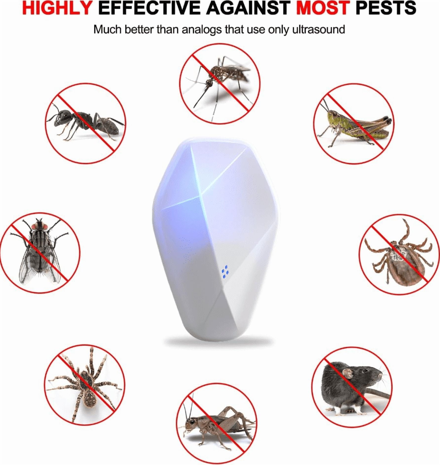 Ultrasonic Pest Repeller 6 Pack, Repellent Plug in Indoor for Roach Spider Ants Insect Rodents, Mouse Control Home, Kitchen, Warehouse, Hotel
