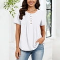 thumbnail image 6 of Roncen Short Sleeve Shirts for Women Pleated Crewneck Cute Blouses Dressy Casual Elegant Tops Loose peasant Summer T-Shirts, 6 of 8